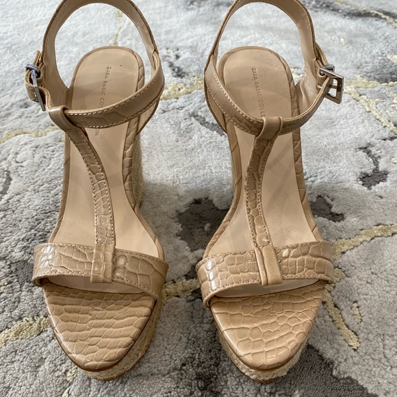 Zara Nude Platform Wedges - Picture 1 of 4